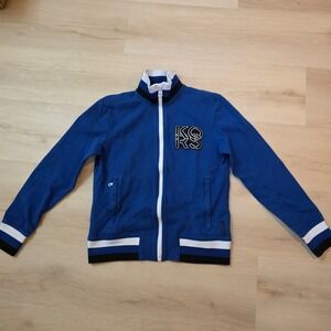 Michael Kors Blue Track Jacket Full‎ Zip Logo Patch Athletic Casual Men's Small